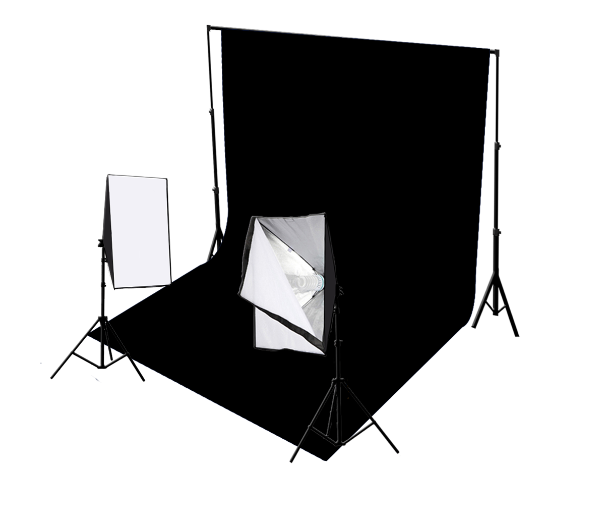 2 Head Continuous Softbox Studio Lighting Kit Equipment With Backdrop And Support System 1