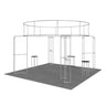 6x6m Island Booth with 3D Media Walls & 3 Counters
