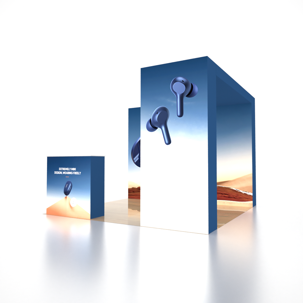 3x3m 3D Media Wall Booth Kit with L-Shape Corner & Counter