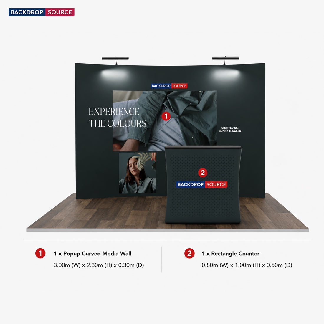 3m x 3m Curved Popup Exhibit Pro 3-in-1 Display Kit with Illume Lights