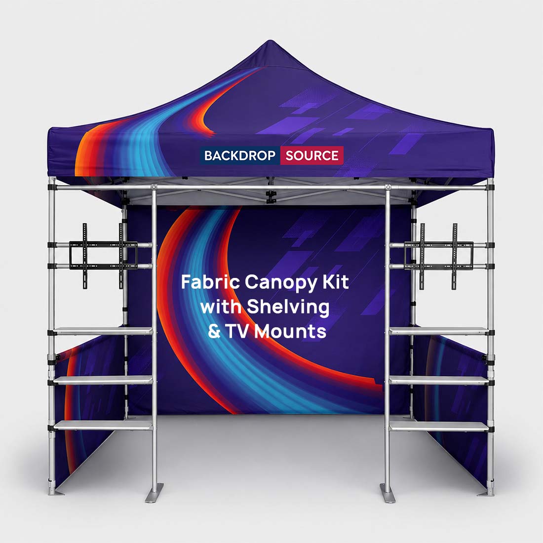 3m x 3m Fabric Canopy Kit with Shelving & TV Mounts