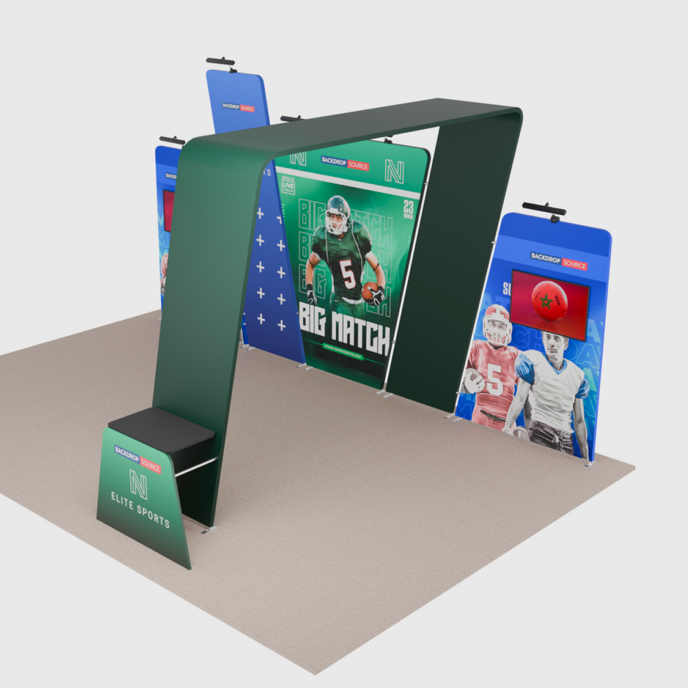 6x3m Booth Kit with Overlap Walls, Shelf Arch & 2 TV Mounts