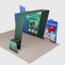 6x3m Booth Kit with Overlap Walls, Shelf Arch & 2 TV Mounts