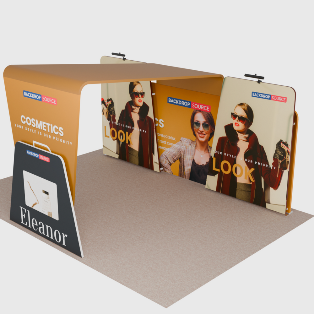 6x3m Booth Kit with 6m Backwall, Overlap Stands & Arch