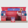 6x3m Booth Kit with Curved Towers, Shelving & Hanging Sign