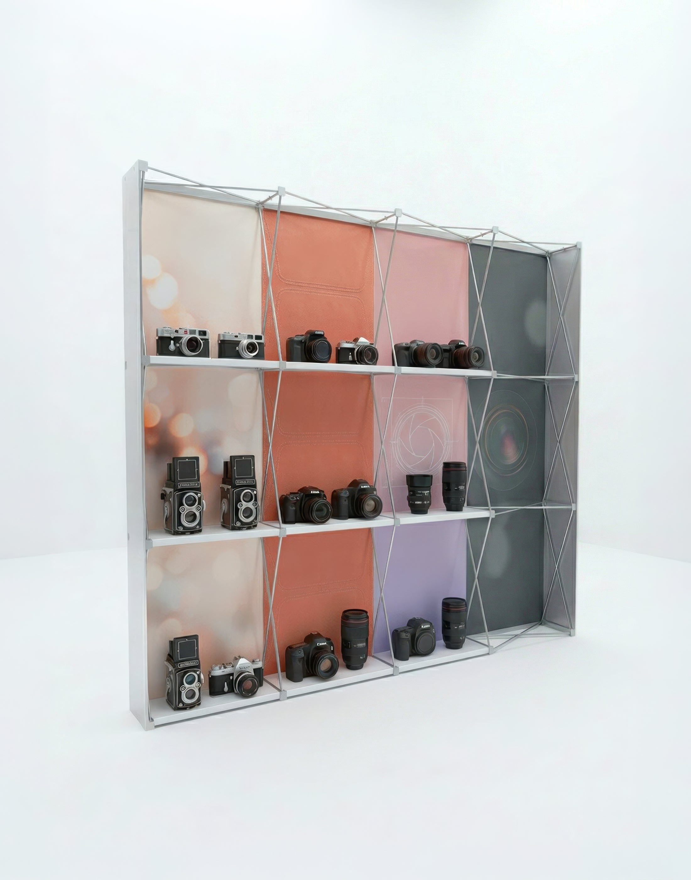 Portable Straight Pop-Up Wall with Shelves