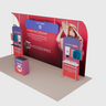6x3m Booth Kit with Curved Towers, Shelving & Hanging Sign
