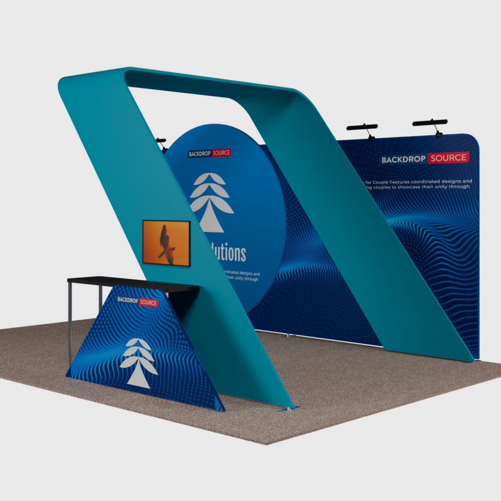 6x3m Booth Kit with 6m Backwall, Circular Display & TV Arch