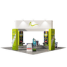 6x6m Island Booth with 3D Wall Boxes, 4 Counters & iPad Stands