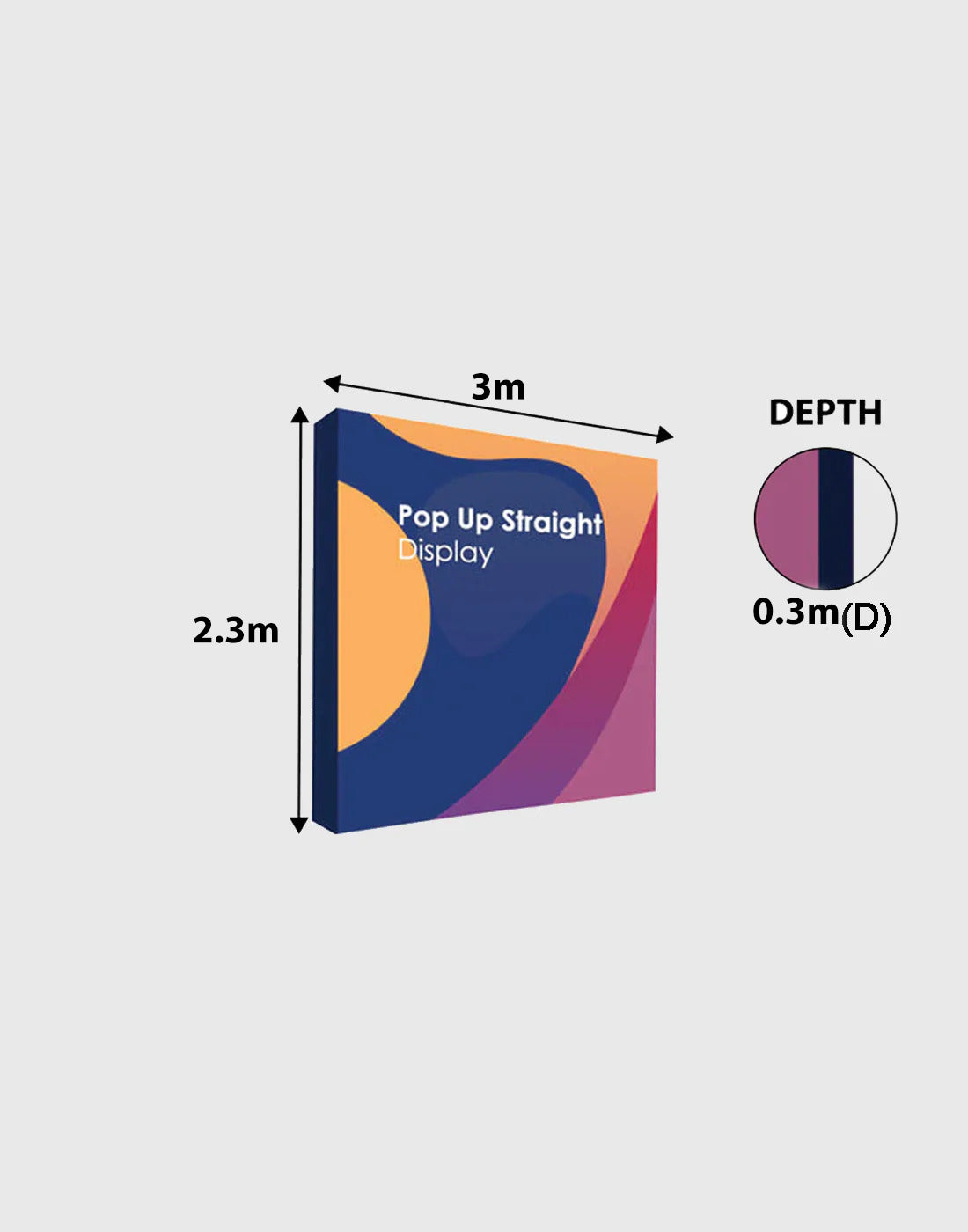 3m x 3m  Straight Popup Exhibit Pro 3-in-1 Display Kit with Illume Lights