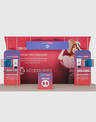 6x3m Booth Kit with Curved Towers, Shelving & Hanging Sign