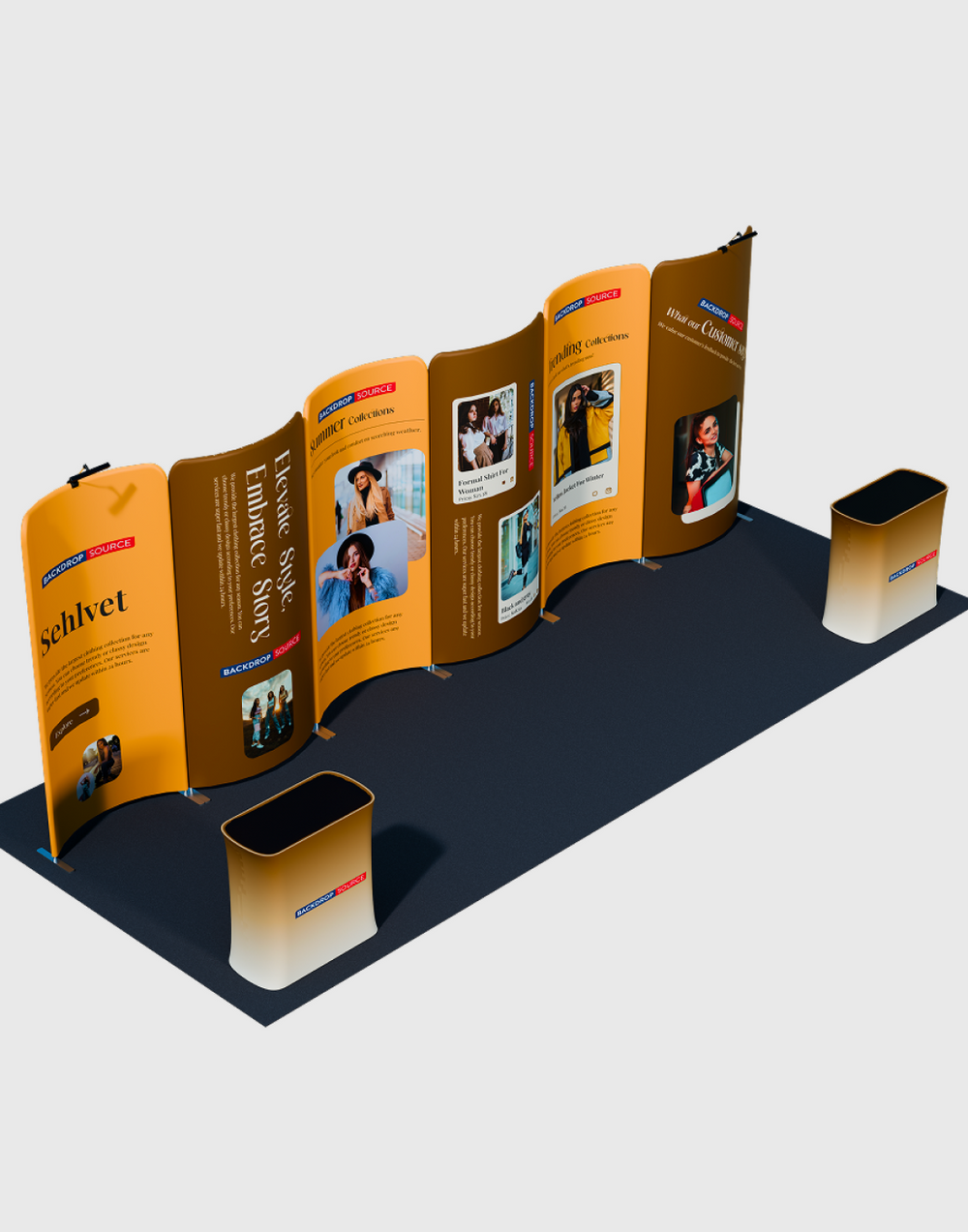 3x6m Magnetic Curved Wall Booth Kit with 2 Counters