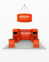 6x6m Booth Kit with 6m 3D Backdrop, TV Shelving & 4 Counters
