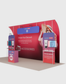6x3m Booth Kit with Curved Towers, Shelving & Hanging Sign
