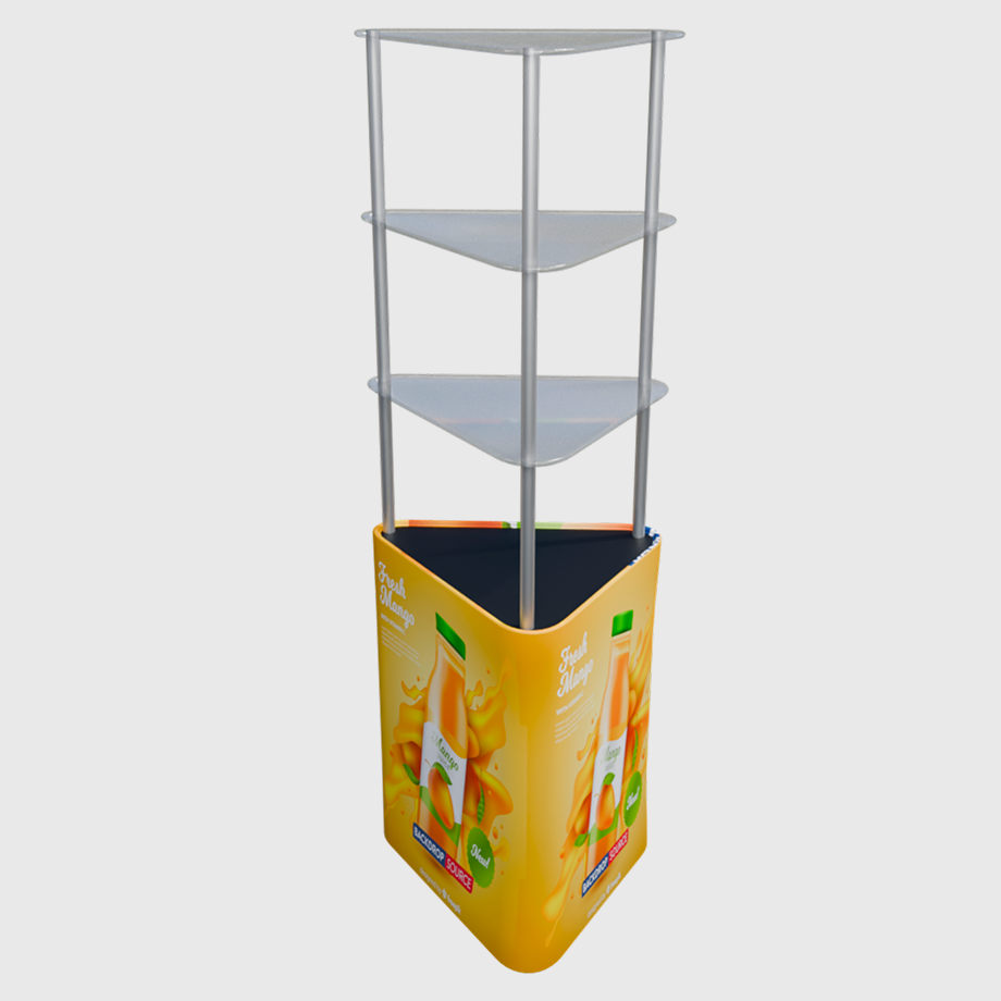 Triangular Food Display Triangular Counter Display with Triple Shelves – Backdropsource AU