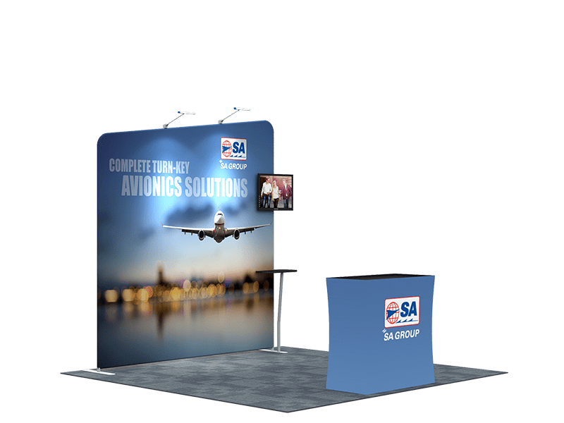 3x3m Inclined Wall Booth Kit with Counter & TV Mount