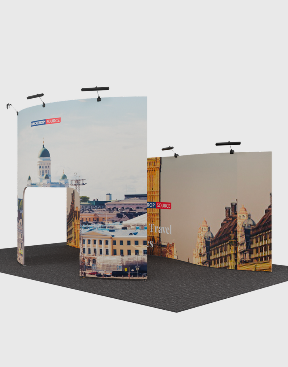 6x3m Booth Kit with Wave Backwall & Curved Gate Arch