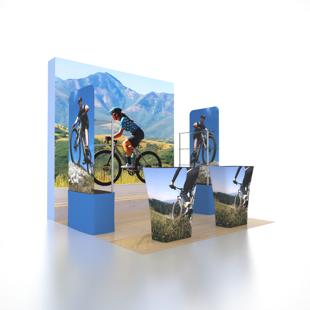 3x3m 3D Media Wall Booth Kit with Acrylic Shelves & 4 Counters
