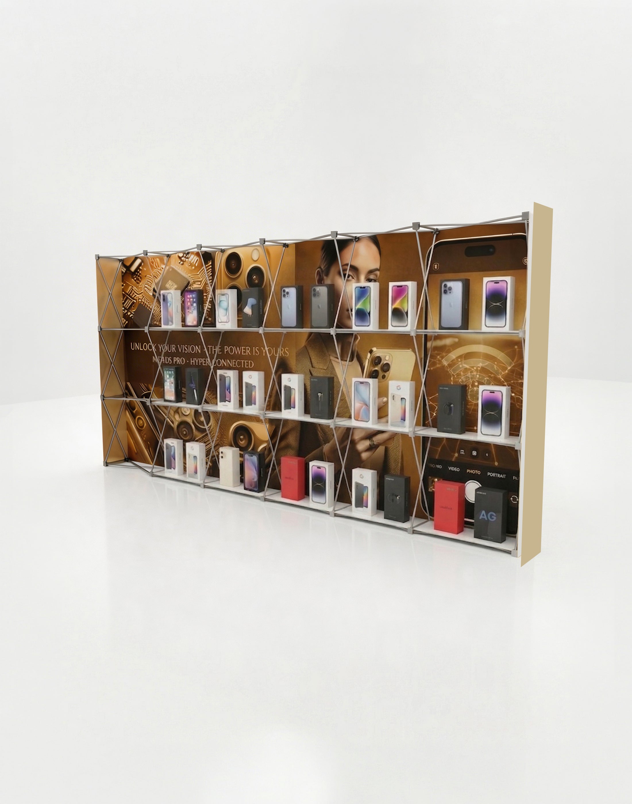 Portable Straight Pop-Up Wall with Shelves