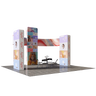 6x6m Booth Kit with 3D Wall Boxes, Curved Panels & Counter