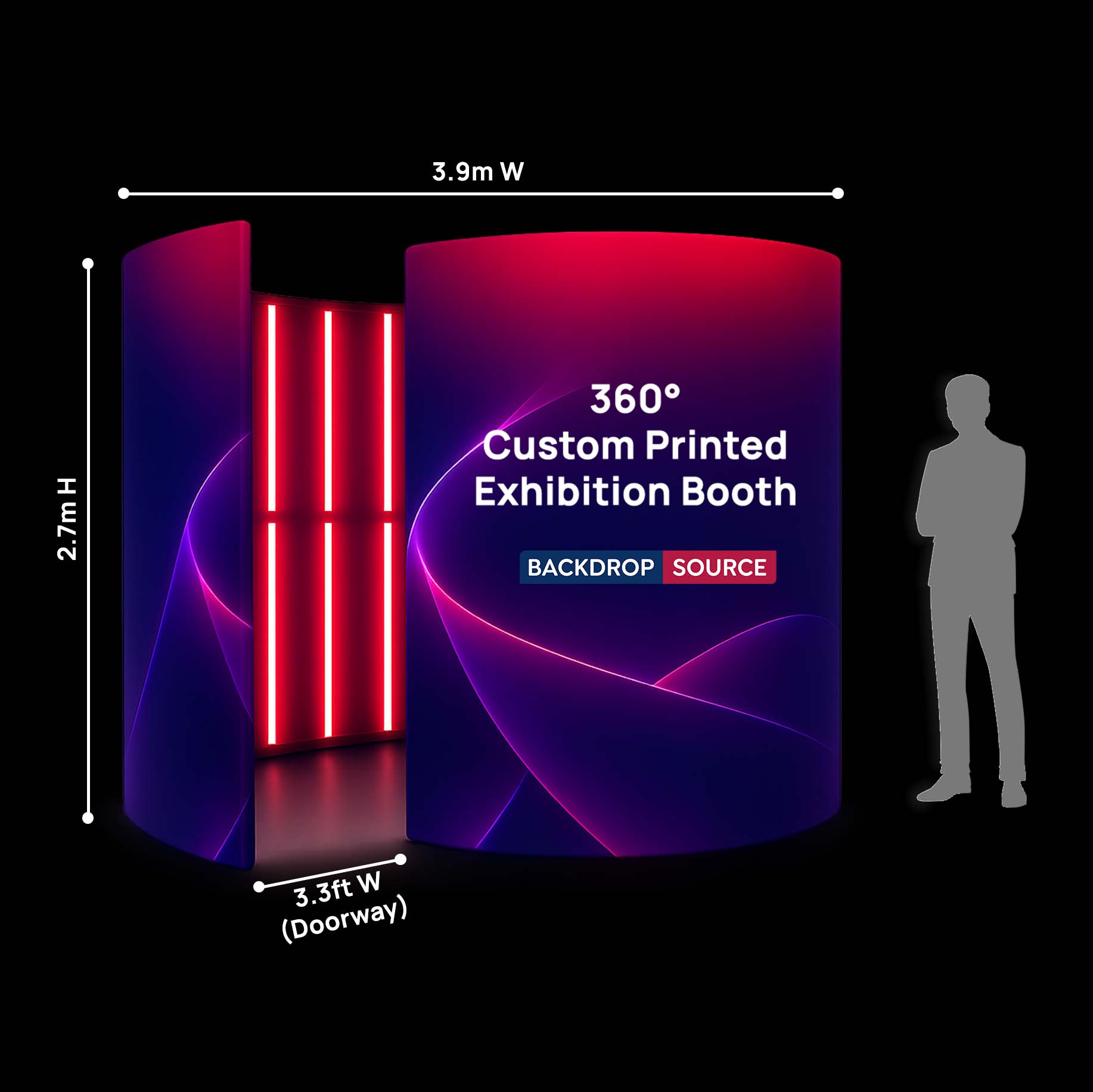360° Custom Printed Exhibition Booth Backdrop Display with LED lights