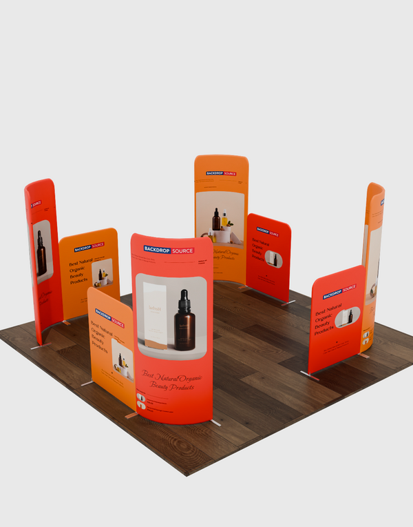 3x3m Magnetic Fabric Booth Wall with Curved & Straight Panels