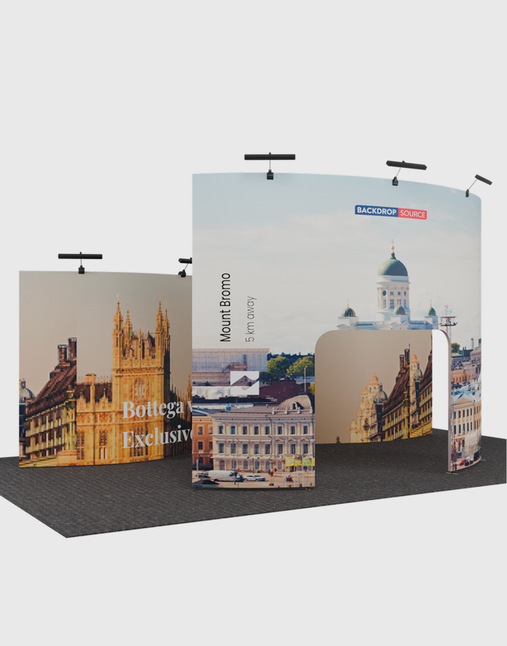 6x3m Booth Kit with Wave Backwall & Curved Gate Arch