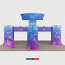 9x9m Cubic Tower Island Booth with Hanging Banner & Counters