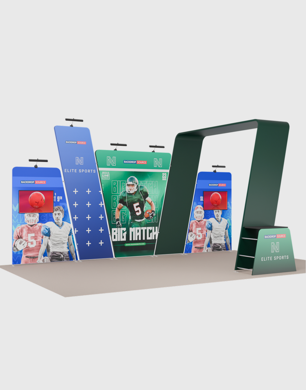 6x3m Booth Kit with Overlap Walls, Shelf Arch & 2 TV Mounts
