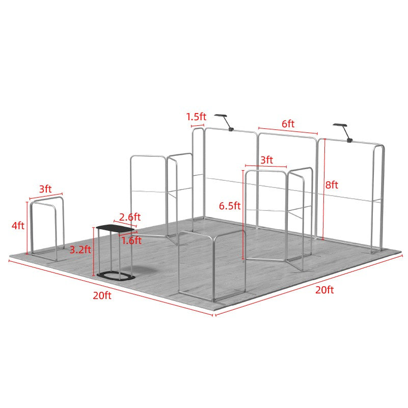6x6m Magnetic Booth Kit with Y-Shape Walls & Reception Counter