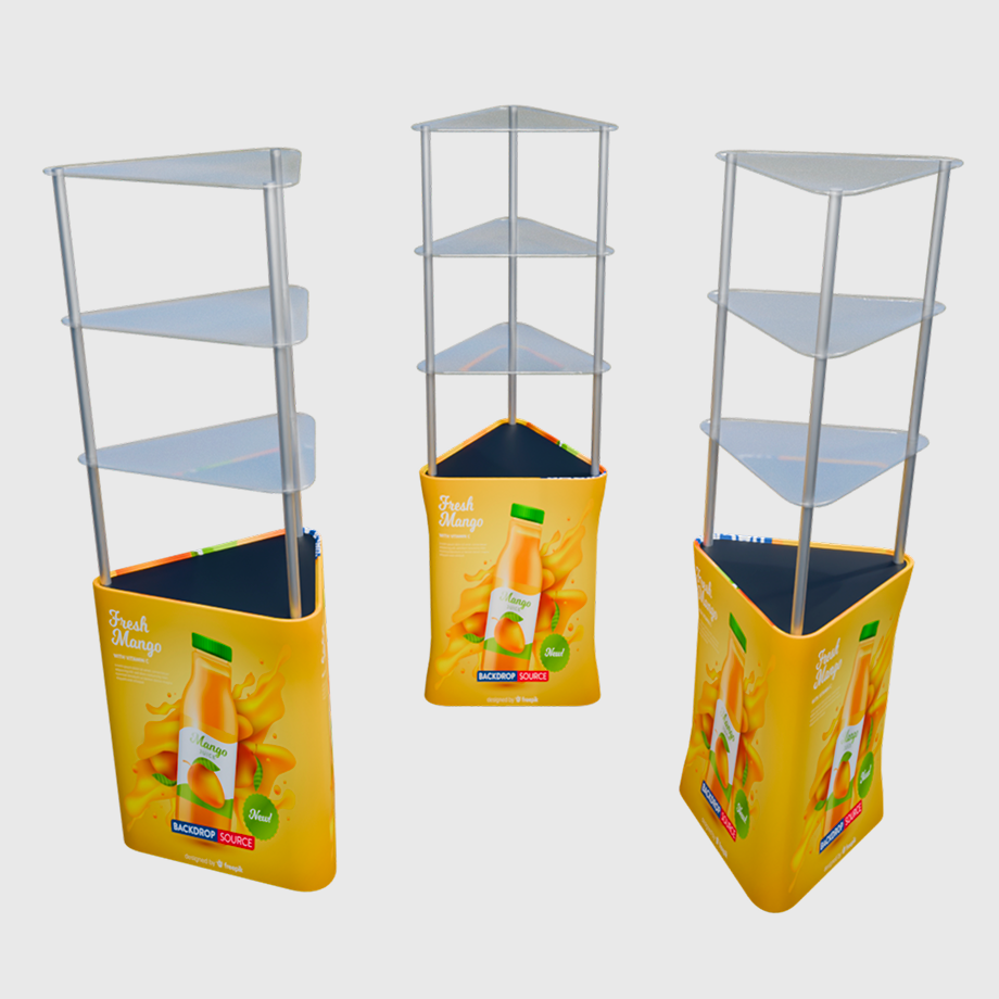 Triangular Food Display Triangular Counter Display with Triple Shelves – Backdropsource AU