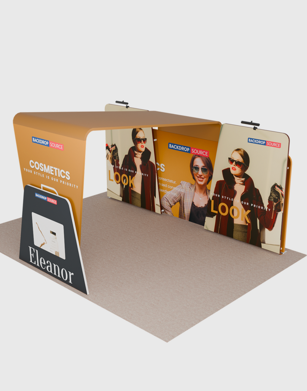 6x3m Booth Kit with 6m Backwall, Overlap Stands & Arch