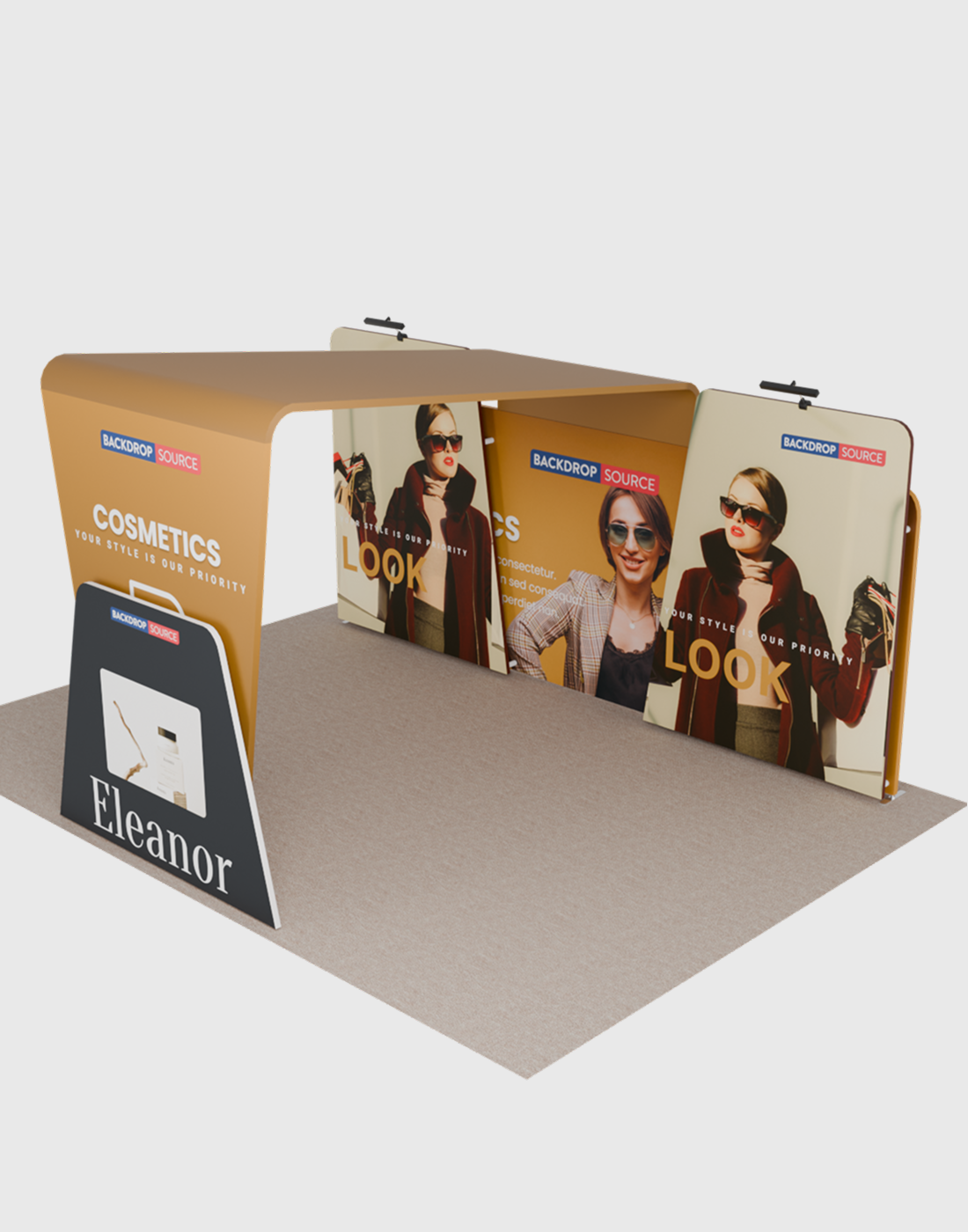 6x3m Booth Kit with 6m Backwall, Overlap Stands & Arch