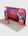 6x3m Booth Kit with Curved Towers, Shelving & Hanging Sign