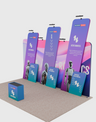 6x3m Booth Kit with 6m Backwall, Slanted Towers & Counter