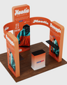 6x6m Booth Kit with 3D Wall Boxes, Curved Panels & Counter