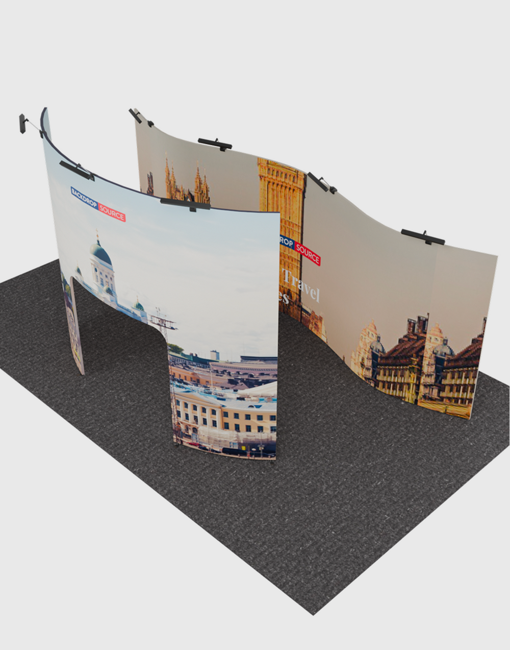6x3m Booth Kit with Wave Backwall & Curved Gate Arch