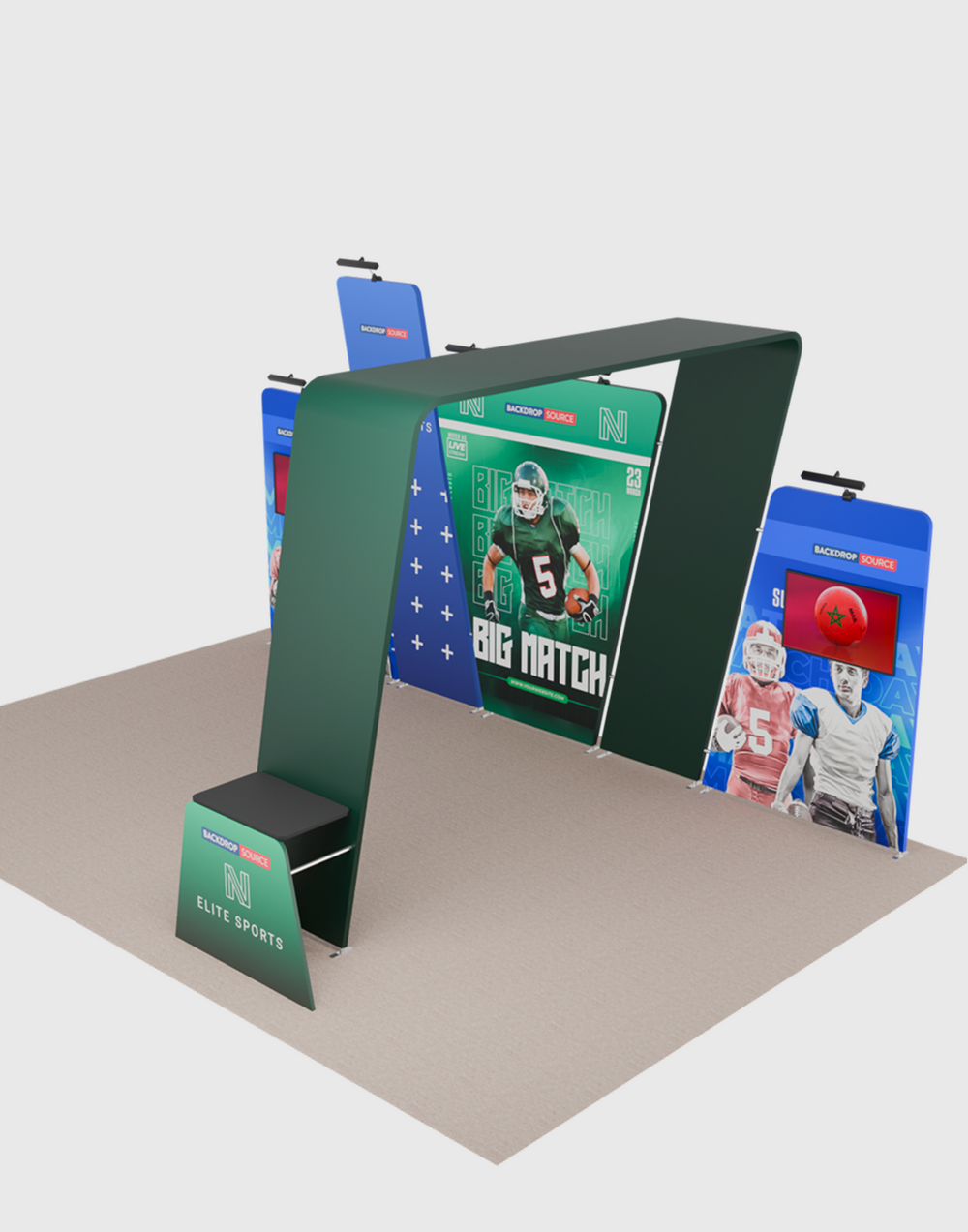6x3m Booth Kit with Overlap Walls, Shelf Arch & 2 TV Mounts