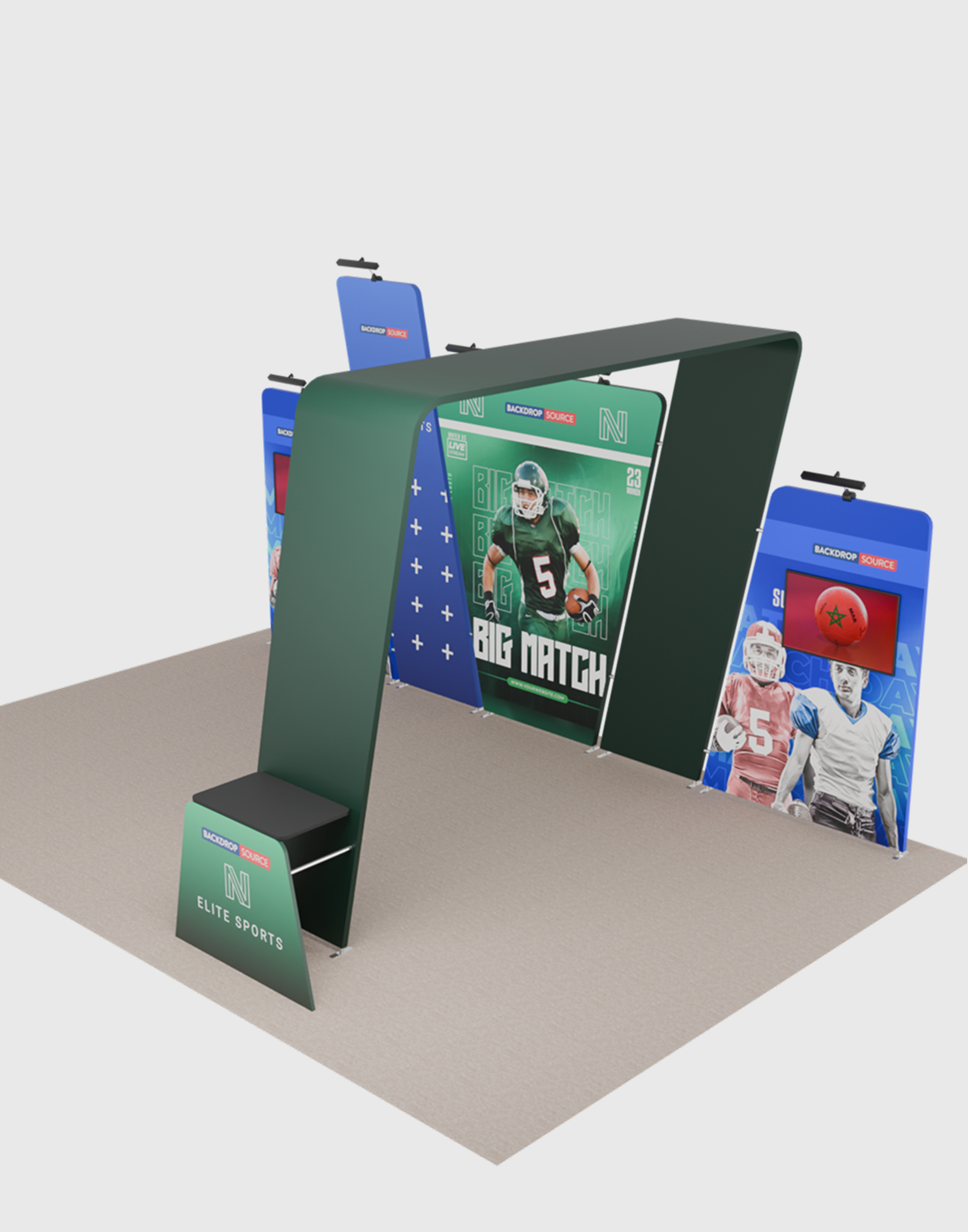 6x3m Booth Kit with Overlap Walls, Shelf Arch & 2 TV Mounts