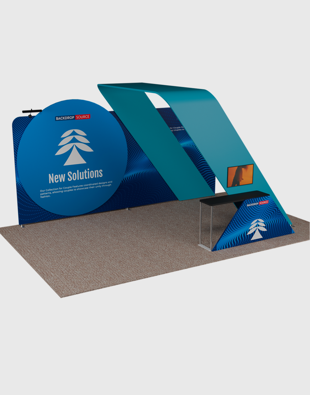 6x3m Booth Kit with 6m Backwall, Circular Display & TV Arch