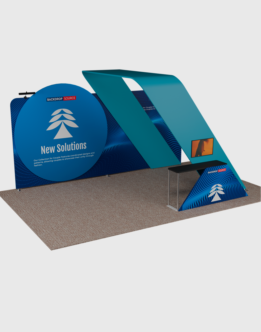 6x3m Booth Kit with 6m Backwall, Circular Display & TV Arch