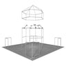 6x6m Island Booth with Hexagon Lounge Enclosure & Hanging Sign