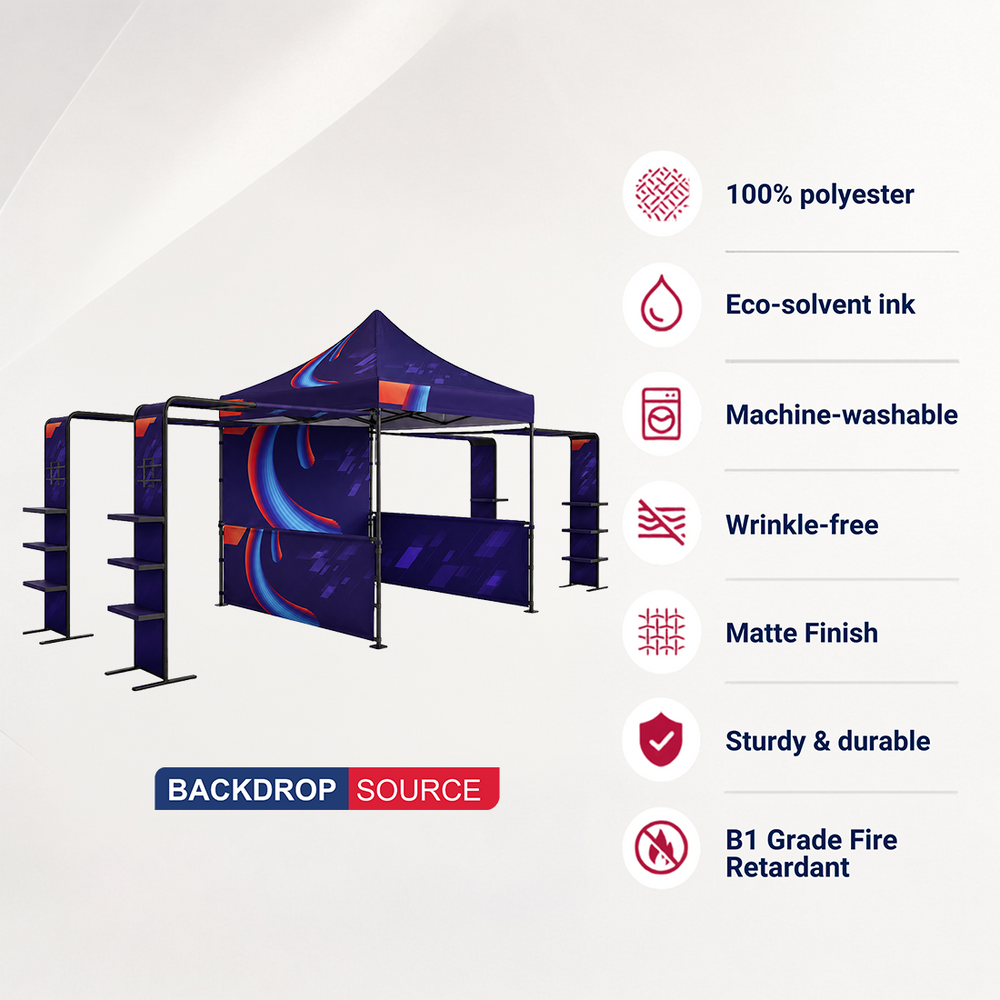 3m x 3m Fabric Canopy Kit with L-Shaped Wings & 4 TV Displays