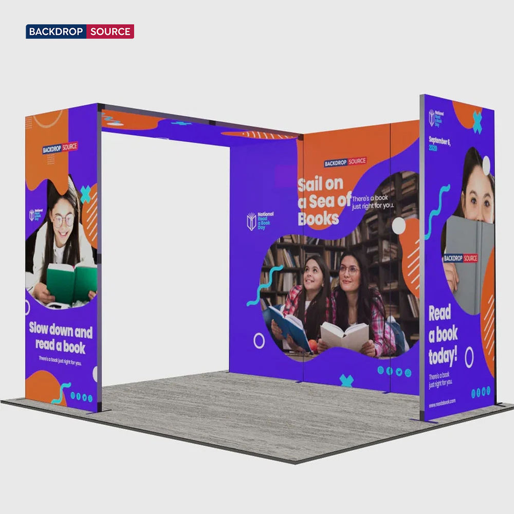 3m Folding SEG Booth Kit with 4-Panel Backwall & L-Arch