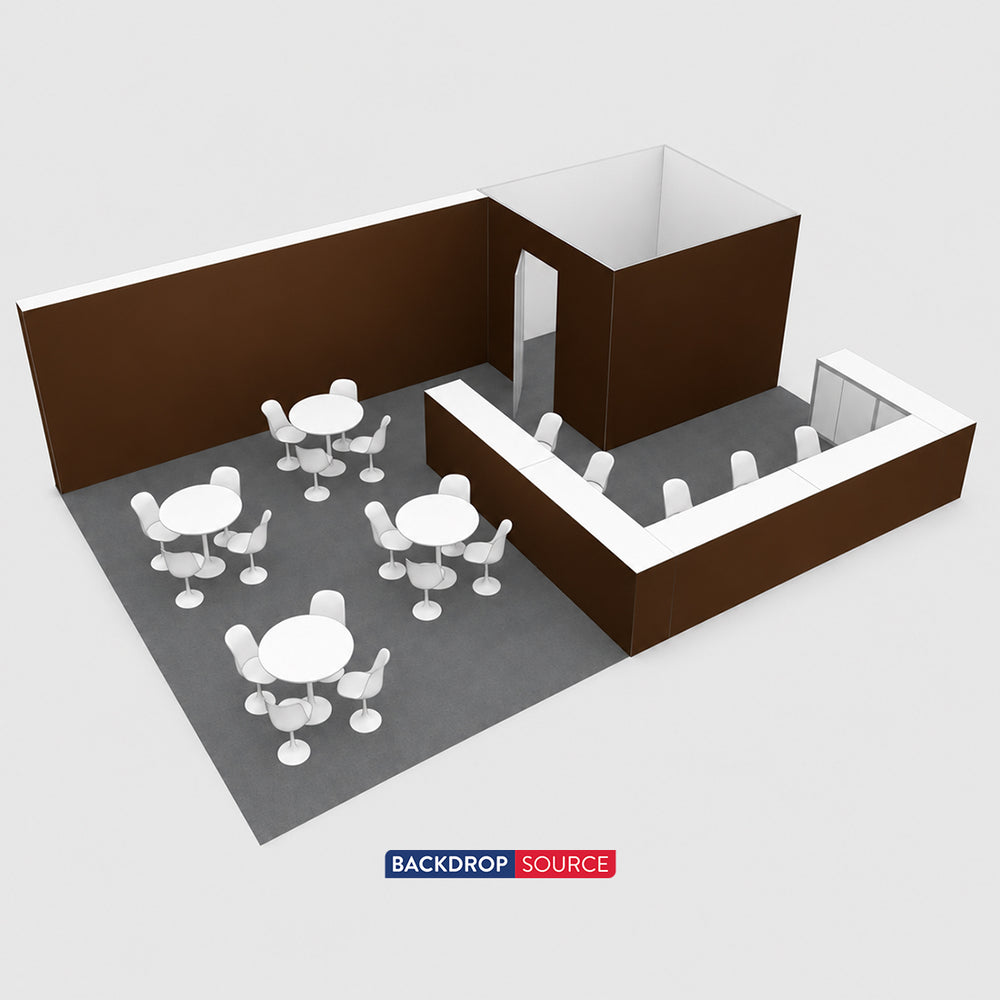 9x6m SEG Booth Kit with Enclosed Storage Room & 5 Counters