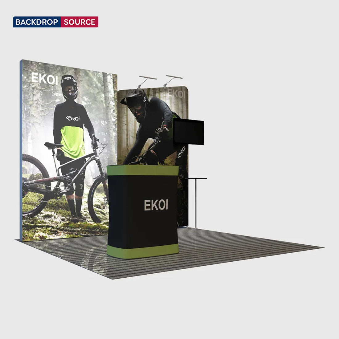 3x3m Fabric Wall Booth Kit with TV Mount & Inclined Display