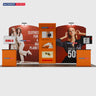6x3m Booth Kit with Curved & Slanted Walls, 2 Counters & TVs
