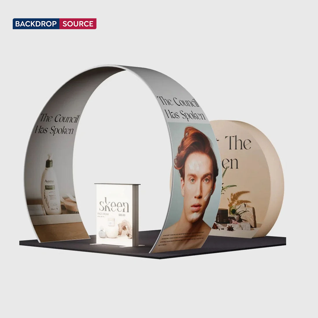 3x3m Tapered Arch Booth Kit with 3D Moon Backdrop & Lightbox