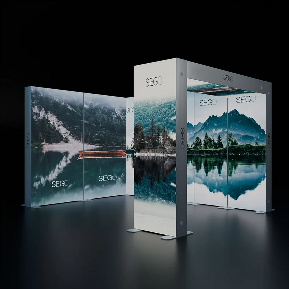 4.5x3m Backlit SEGO Booth Kit with L-Arches & 4 Sidewalls
