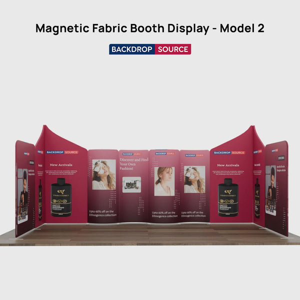 6x6m Magnetic Fabric Booth Wall with 10 Curved & Slope Panels